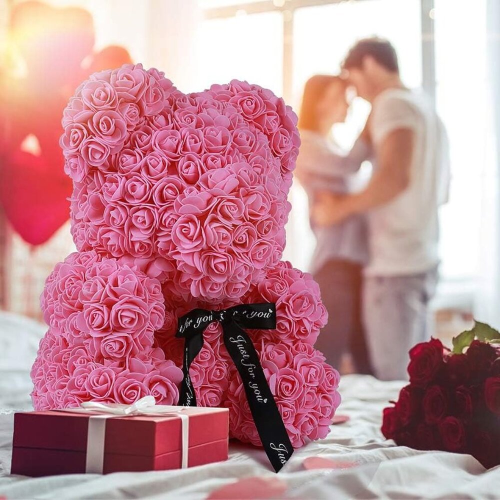 Hot Pink Rose Gift Teddy Bear